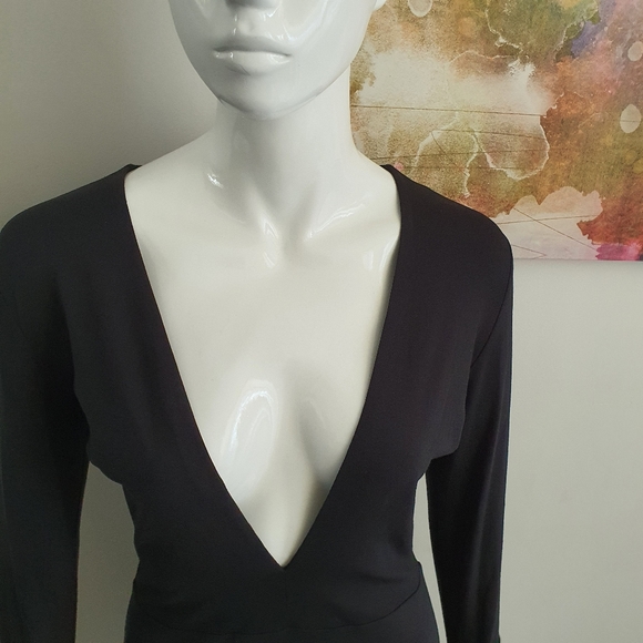 Bec & Bridge Size 10 Plunge Long Sleeve LBD - Picture 12 of 13